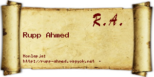 Rupp Ahmed névjegykártya